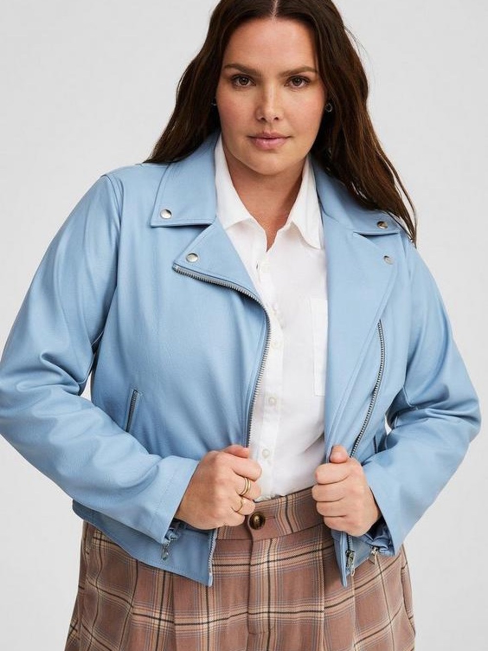 Torrid Blue Faux Leather Moto Jacket Size 1X